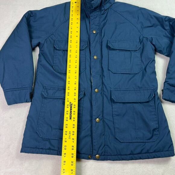 Woolrich Jacket Women Medium Blue Full Zip Pockets Chore Barn Coat Nylon 80s VTG - Picture 5 of 11